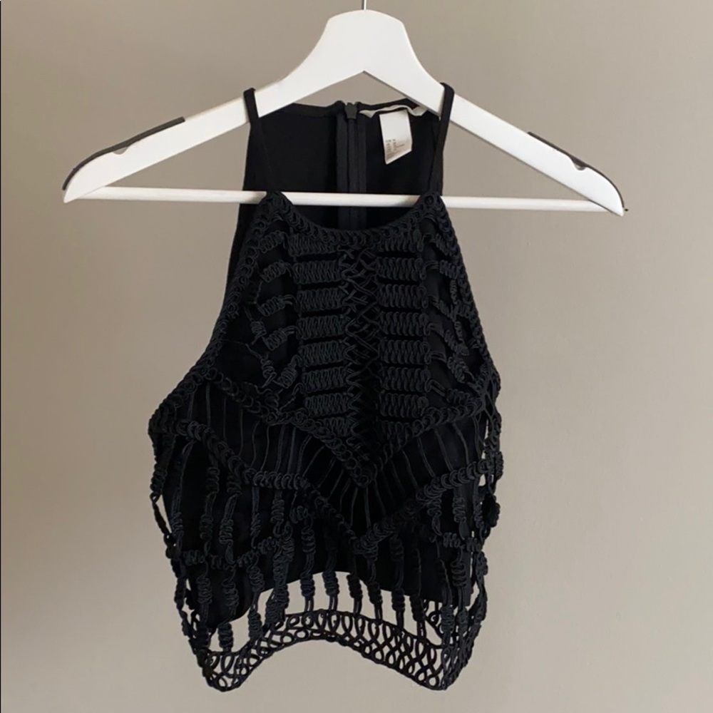 H&M lace black crop top